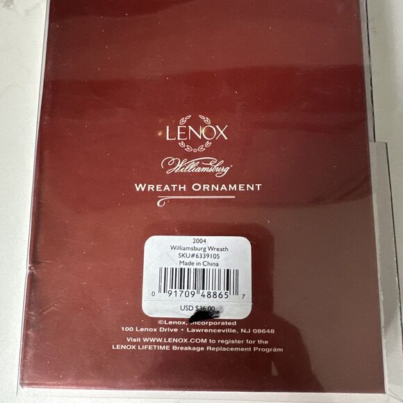 Lenox 2004 Williamsburg Wreath Christmas Ornament New In Original Packaging - Picture 4 of 9